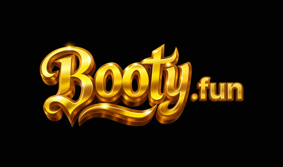 Booty.fun logo in gold on black