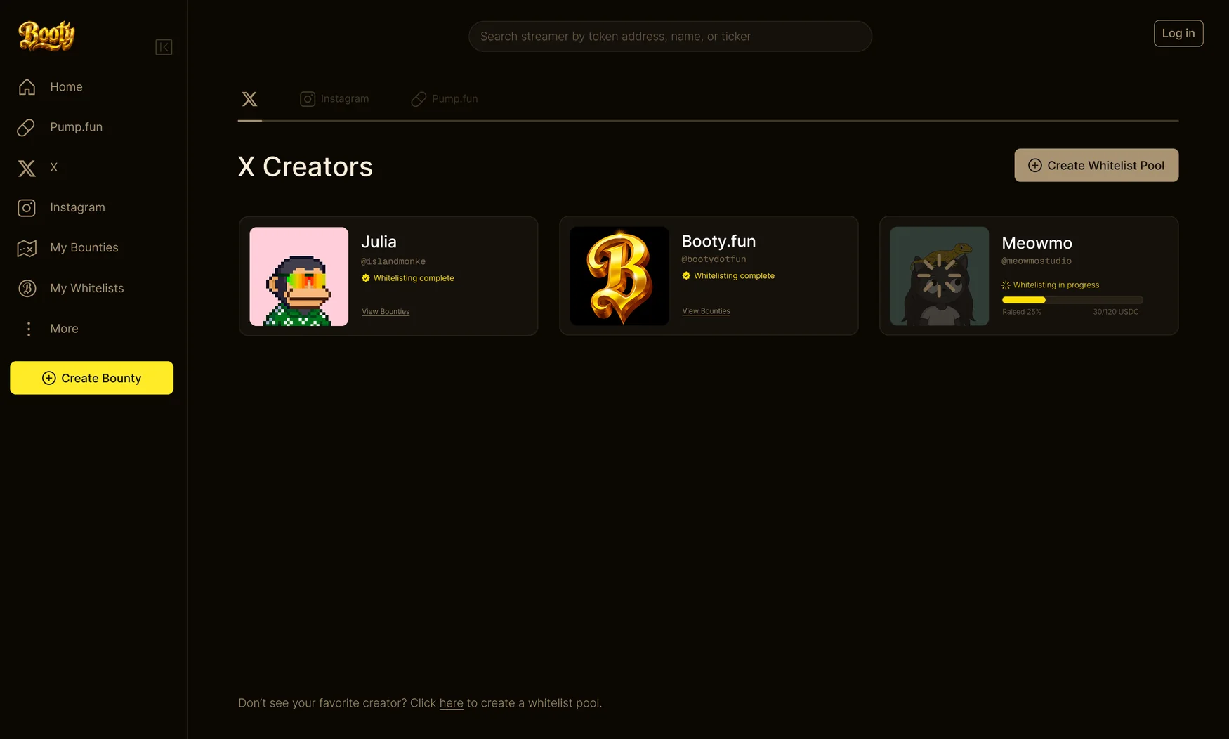Web app: X Creators list