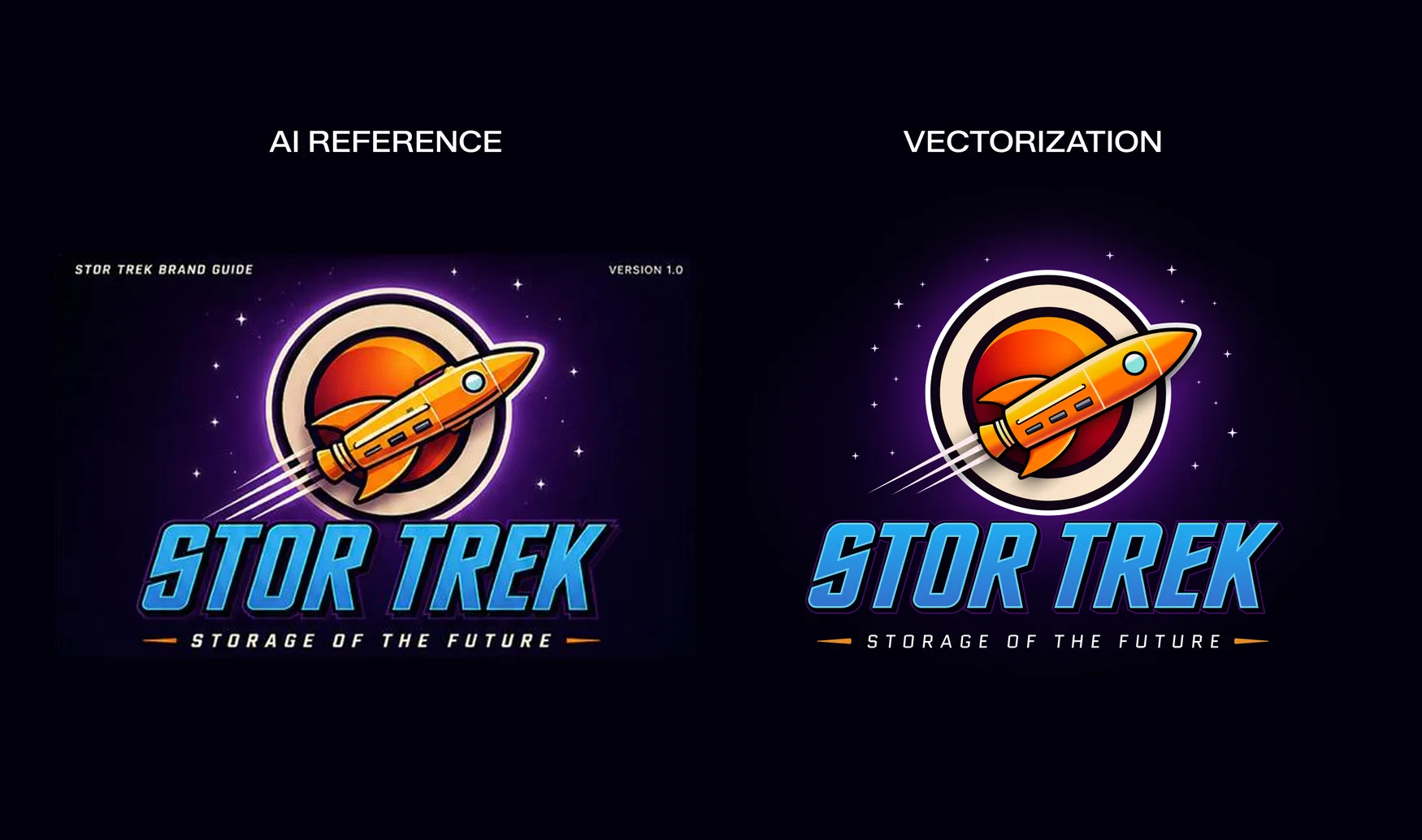 AI reference beside the vectorized Stor Trek badge